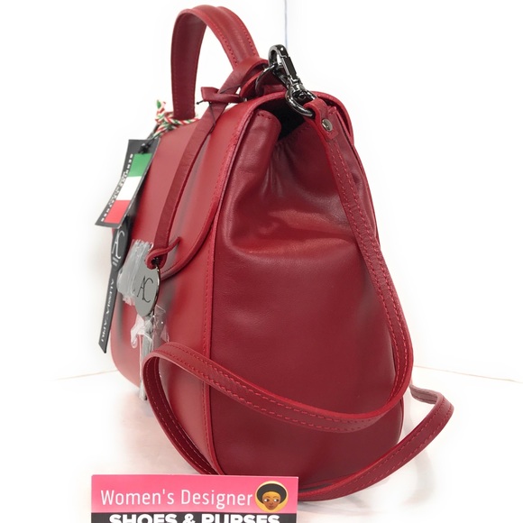 made in Italy flap leather satchel handbag bag - Picture 7 of 8